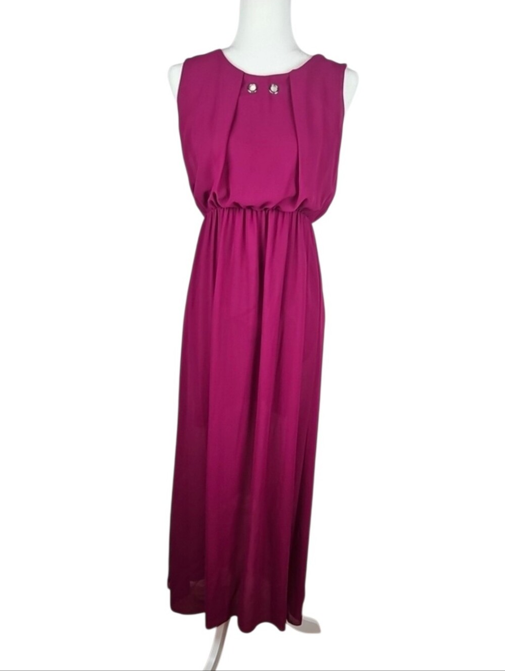 Y2K Grommet Maxi Dress Berry Purple Burgundy Casual Retro Party Summer Women's M - Picture 8 of 8